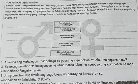 papel ng mga babae at lalaki noong unang panahon